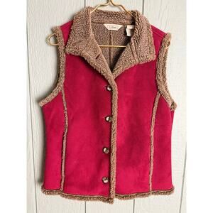 Vintage L.L. Bean Sherpa-Lined Faux Suede Vest – Women’s Medium